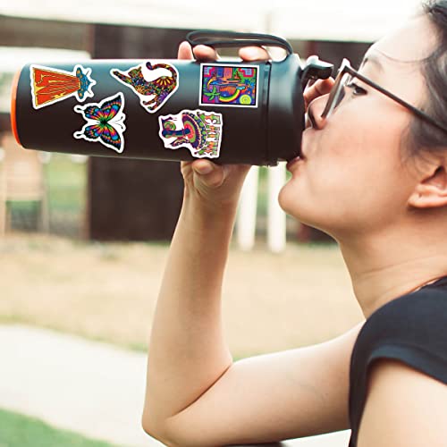 Trippy Stickers 100 PCS Psychedelic Stickers for Adults,Trippy Accessories Stickers,Hippie Sticker Packs for Adults,Laptop Hydro Flask Water Bottle Car Cup Computer Guitar Skateboard Luggage Bike