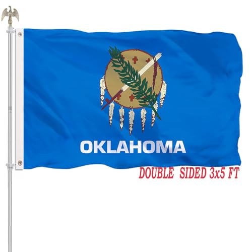 Oklahoma State Flag 3x5 Double Sided OK Flags Heavy Duty 100% Polyester with 2 Brass Grommets for Outdoor Indoor Wall