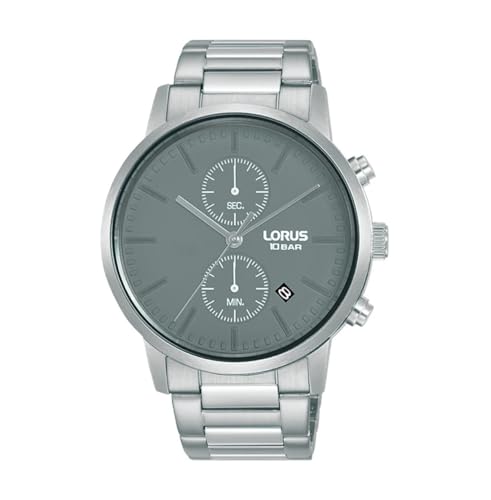 Lorus Reloj cronógrafo de acero inoxidable para hombre, color gris, 42 mm, RW415AX9 Lorus Reloj cronógrafo de acero inoxidable para hombre, color gris, 42 mm, RW415AX9