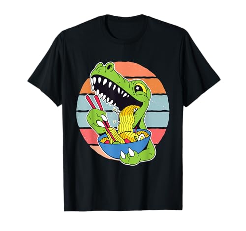 Dinosaurio ramen fideos palillos comida humor prehistórico Camiseta