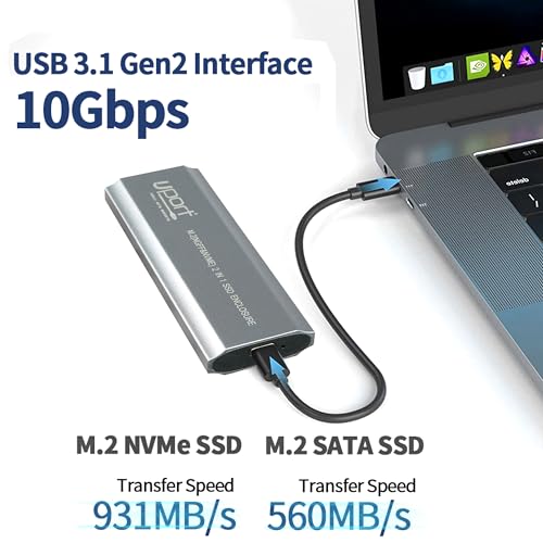 Image of M.2 NVMe SSD Enclosure Adapter, Tool-Free USB C 3.1 Gen2 (10Gbps) NVMe M.2 PCIe External Hard Drive Case Adapter for (M-Key & M+B Key) NVMe SSD (2230 / 2242 /2260 / 2280)