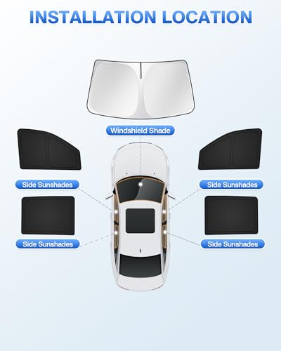 Image of Canvcle Sunshades for Chevrolet /Chevy Silverado 2500 3500 Crew Cab 2020-2026 Accessories Windshield Sun Shade Side Rear Window Shade Cover Sun Visor Shield Privacy Protection Keep Car Cool Black 5PCS