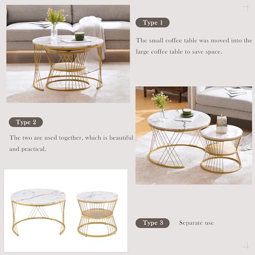 Table basse ronde lot de 2 compacte pour optimiser les petits salons - 6