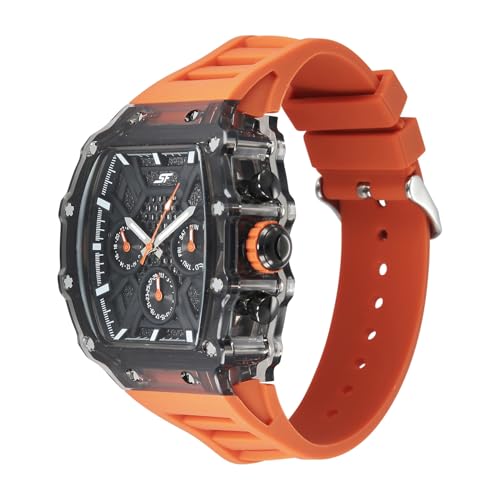 Image of SF Maiden Voyage Sport Watch Quartz Analog with Black Dial Orange Silicon Strap Watch for Men - 77178PP01W