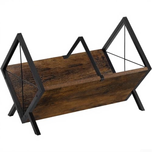 Étagère de rangement pour disques vinyles, support en bois avec cadre en métal pour studio à domicile, support CD de grande capacité, noir (marron)