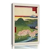 歌川広重ウォールアートポスター目黒キャンバスの新富士は、寝室のリビングルームの装飾のための浮世絵スタイルの壁画写真を印刷します80x120cmインナーフレーム