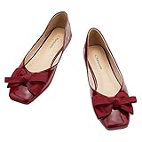 Ballerinas: 1,5 cm C.PARAVANO Damen Ballerinas Rot I Ballerinas Rot I Pumps Rot I Lackschuhe Damen I Rote Ballerinas Damen I Ballerina Schuhe Damen I Slipper Rot (ROT Square)