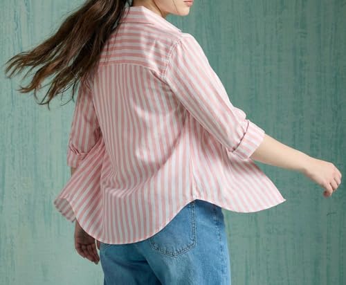 Image of Women's Cotton Striped Shirt | Casual Button Down Shirts for Women | Full Sleeve Stylish Office Wear Top | Regular Fit Color
