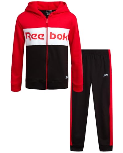 Reebok Boys Sweatpants Set - 2 Piece Athletic Fleece Boys Zip Up Hoodie Sweatshirt and Kids Joggers Activewear Set