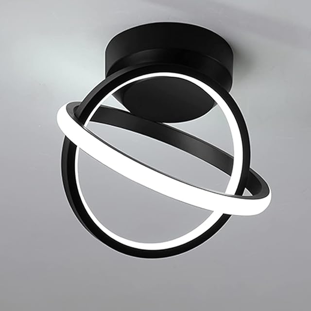 Ceiling Light LED Circle Elegant Nordic Style Fashion Black Small Aisle Light for Entrance Hallway Kitchen Living Room Warm Light Cool White Light 18W (Cool White Light)