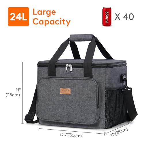 Image of Lifewit Large Lunch Bag, Insulated Lunch Box, Soft Cooler Cooling Tote for Adult Men Women, Dark Gray 40-Can (24L)