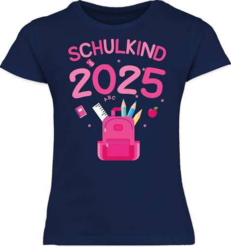T-Shirt Mädchen Schulanfang - Einschulung - Schulkind 2025-128 (7/8 Jahre)...