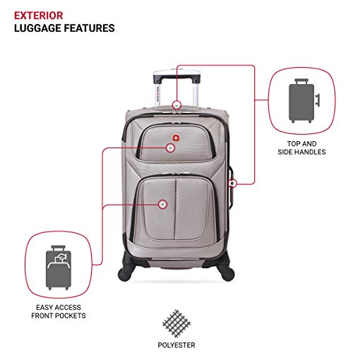 Swissgear 6283434156 Sion Softside Expandable Luggage, Pewter, Carry-On 21-Inch thumb #3