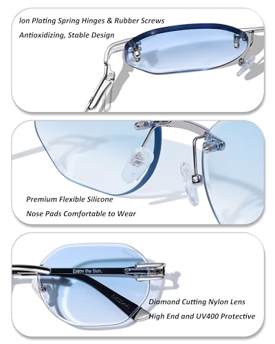 Rimless Rectangle Metal Sunglasses Trendy Retro Sun Shades Fashion Frameless Tinted Glasses Eyewear for Men Women2