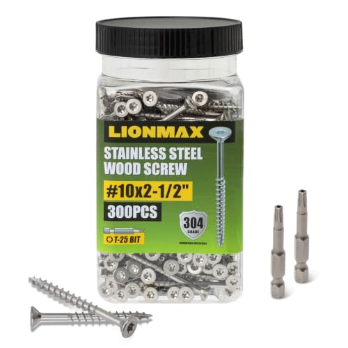 Image of LIONMAX #10x2-1 /2 Inch 304 Stainless Steel Deck Screws, Wood Screws, 300PCS