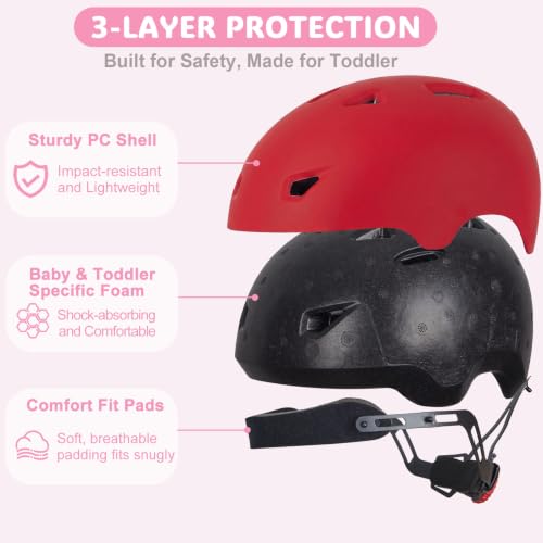 Image of Toddler Helmet, Adjustable Kids Bike Helmet for Ages 1-3-8