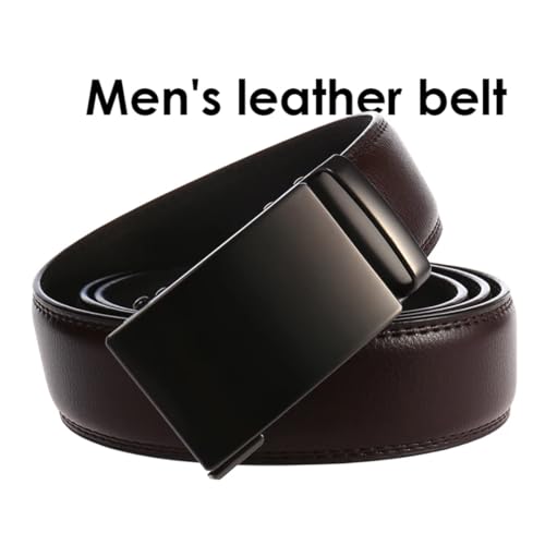 Men's 3.5Cm Solid Color Belt Alloy Automatic Buckle Trouser Belt 130Cm Brown Belt3