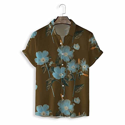 Chemise hawaïenne pour homme bleu et marron idéale pour vos soirées plage et vacances d'été