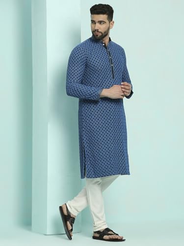 Image of Rajubhai Hargovindas Men's Chikankari Embroidered Cotton Kurta (Ches)