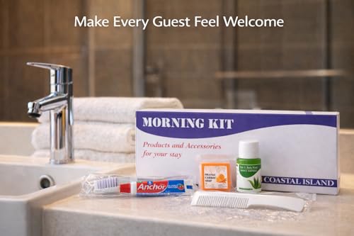 Image of Sevenhills 50 Sets Morning Kit - Guest Toiletry Kit with Toothbrush, Toothpaste, Soap 15g, Hair & Body Wash 20ml, Comb - Hotel Guest Room Amenities, Wedding Return Gift, Travel Essentials for Airbnb, Hospitals, Resorts, Camps