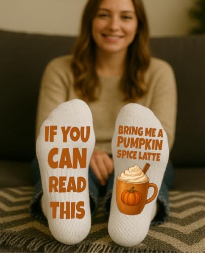 Funny Pumpkin Spice Latte Socks – Thanksgiving Gifts for Men and Women – Fall Coffee Lover4