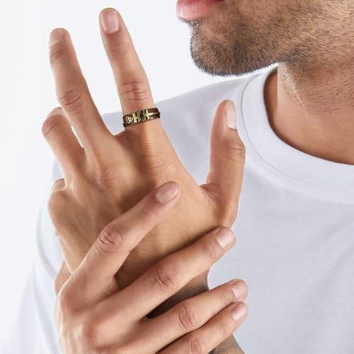 HZMAN Skull Cross Star Ring for Men Women, Stainless Steel Gothic Punk Statement Band, Silver & Gold Two-Tone Options, Sizes 7, Biker Rock Jewelry Gift by HZMAN - Used condition - Image 2