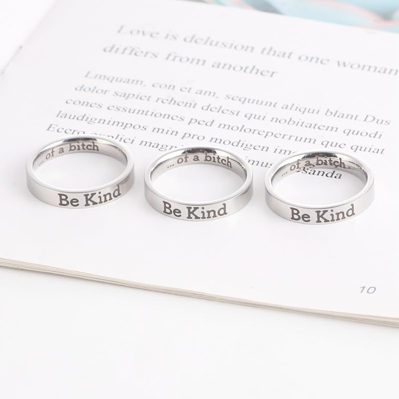 Be Kind Ring, Be Kind of a Bich Ring, To Sorority Sisters Best Friends Inspirational Motivational Stainless Steel Band Friendship Gift Jewelry4