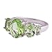 Psiroy 925 Sterling Silver Plated Created Green Amethyst Filled 5 Stone Engagement Ring Band Size 8