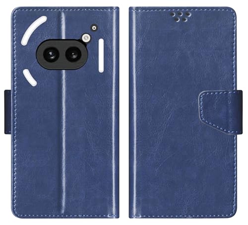 Image of SBMS Flip Cover for Nothing Phone (2a) 5G Back Cover Case with Magnatic Closure | Genuine Leather Finish | Inbuilt Stand | Card & Money Pocket (Blue)