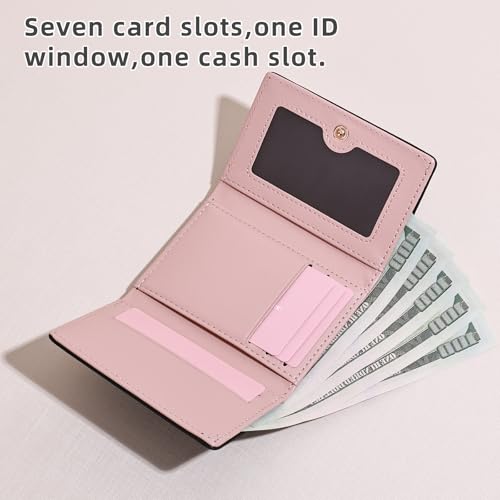 Wallet Women, Small Fruit Trifold Wallets Woman, Cute Black Strawberry Girls Wallet Business Credit Card Change Holder Purse for ID Cards Cash Coin (Black)4
