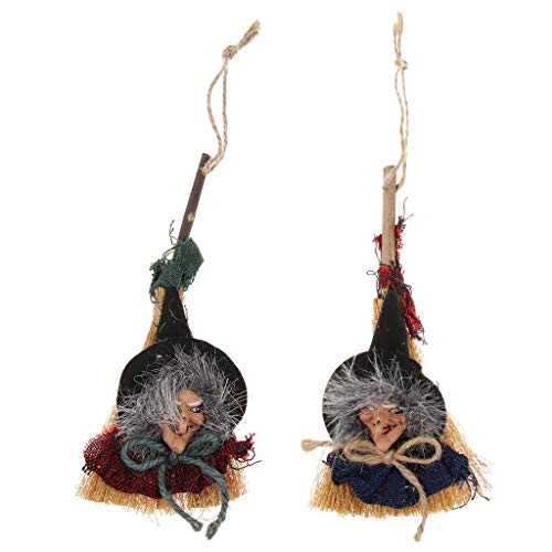 2pcs Halloween Broom Mini Broom Hanging Witches Broomstick Prop Kids Witch Broom