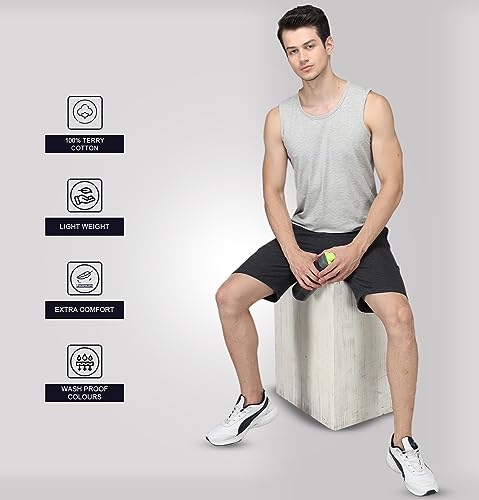 Image of Sleepynuts Regular Fit Terry Cotton Plain Shorts for Men