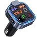 LENCENT Trasmettitore Bluetooth 5.0 per Auto, Musica Bluetooth Auto con Bassi Profondi e Suono Hi-Fi lossless, Ricarica Rapida Tipo-C PD 20W e QC3.0, Supporto Disco U-Luce Blu Sfumata