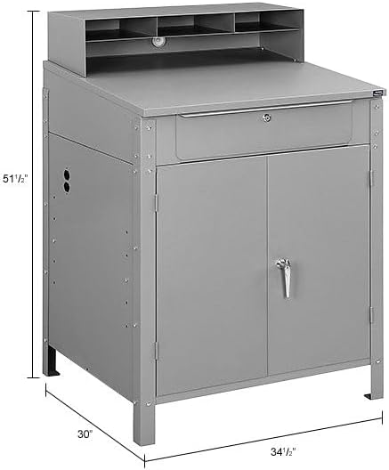 Miniatura 2 de Global Industrial Shop Desk w Pigeonhole Compartimentos y Gabinete Inferior, 34-12"W x 30" D x 51-12"H - Gris