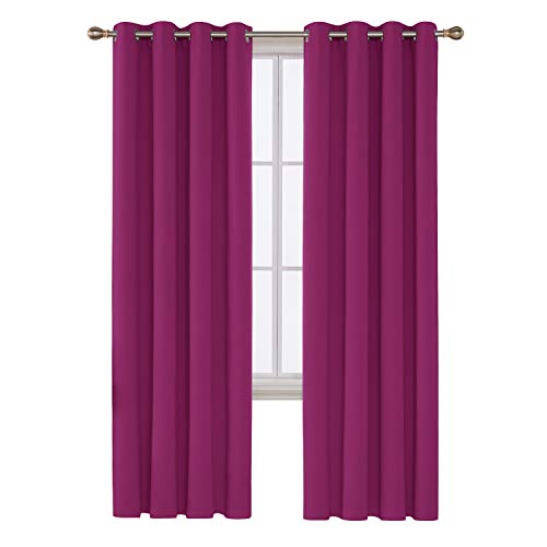 Image of Deconovo Thermal Insulated Blackout Grommet Panel Fushcia for Living Room Window Curtain