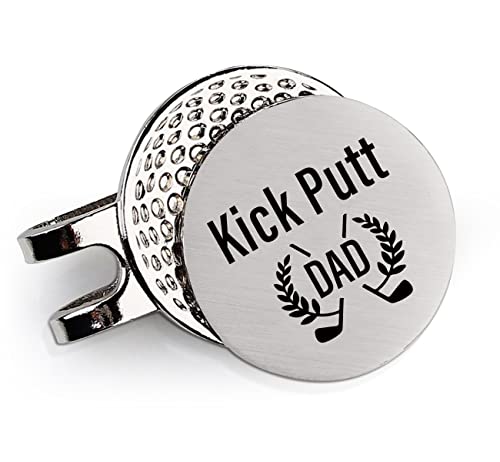 Kttgyre Funny Stainless Steel Golf Ball Marker - Kick Putt Dad Golf Ball Marker With Hat Clip, Novelty Golfing Golf Accessories Gifts For Husband, Dad, Father, Papa, Grandpa, Coworker, Golf Lovers #TOP7