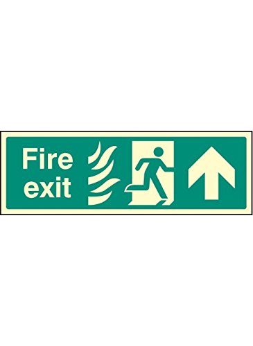 Caledonia Signs Fire Exit Up Photo HTM Sign 32088G 300 x 100 mm