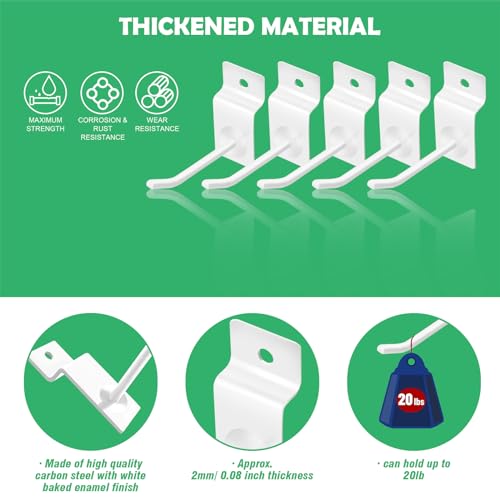 Crochets de panneau perforé de 5,1 cm blancs en lot de 60 pièces robustes - 4