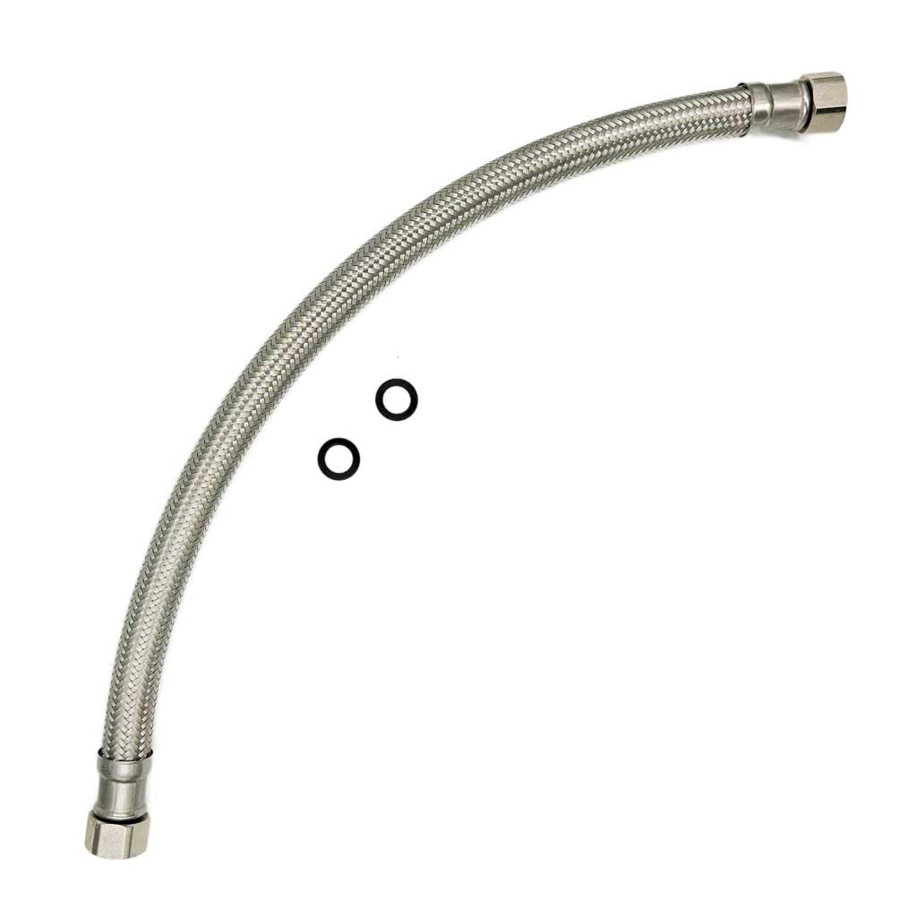 Invena 30cm Full Bore High Flow 3/4" x 3/4" Inch Flexible Silver Hose Pipe Water Connector