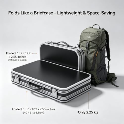 Mesa de camping plegable HOMGEN GK331 con 3 alturas, mesa portátil para picnic exterior con tablero MDF, ligera 2.25kg, resistente 66lbs para picnic, playa, RV y trabajo interior miniatura 7