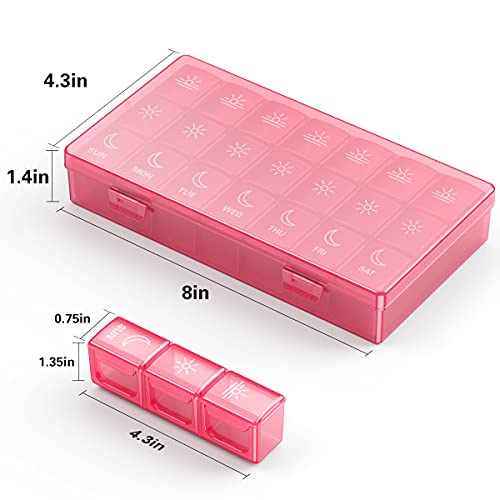 Image of BUG HULL Weekly Pill Organizer 3X a Day, Daily 7 Day Medicine Pill Organizer 3 Times a Day, Travel Pill Case Container for Vitamins, Supplements