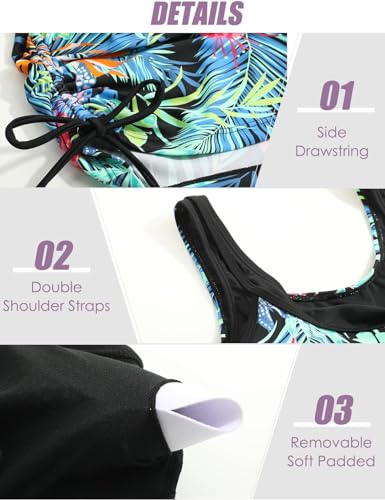 SEAFORM Women's Two-Piece Tankini Swimsuits Tummy Control Bathing Suits False Two-Piece Tankini Top with Swim Dress for Women4