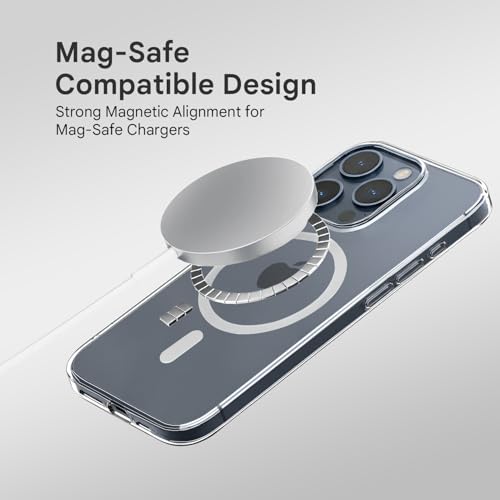 Image of Prolet Anti- Yellow Crystal Clear Hard Case Cover Compatible with iPhone 15 Pro Max with Magnetic Mag-Safe Wireless Charging Support, Shockproof Hard Back Cover (Transparent)