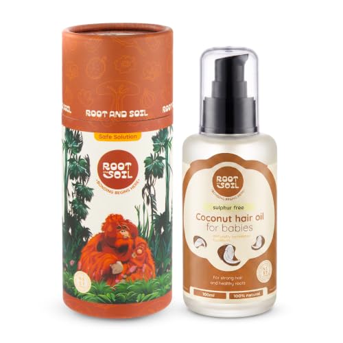 Image of ROOT and SOIL Baby Coconut Hair Oil - 100ml | 0+ Months | Cold-Pressed | Naturally Harvested Coconuts | Sulphate-Free | Newborn & Infant Friendly | Cradle Cap & Hair Growth Support