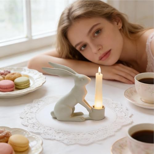 Bougies de Pâques de table lapin en résine pour décoration de cheminée chic - 3
