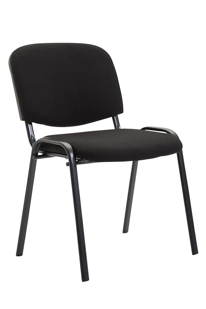 CLP Lot de 12 Chaises Visiteur Empilable Ken Tissu I Chaise De Reception Confortable avec Dossier Pieds en Métal Robuste I Couleur:, Couleur:Noir