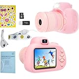  YunLone Cámara Digital para Niños 28MP DSLR 2 Objetivos Selfie Cámara Infantil 1080P HD Videocámaras para Niños Niñas Cámara de Fotos para Niños con Tarjeta Micro SD 32G, 8X Zoom – Rojillo
