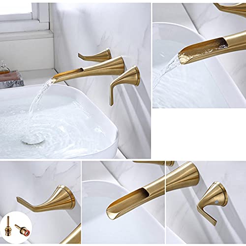 Robinets de bain muraux cascade or brossé mélangeurs évier