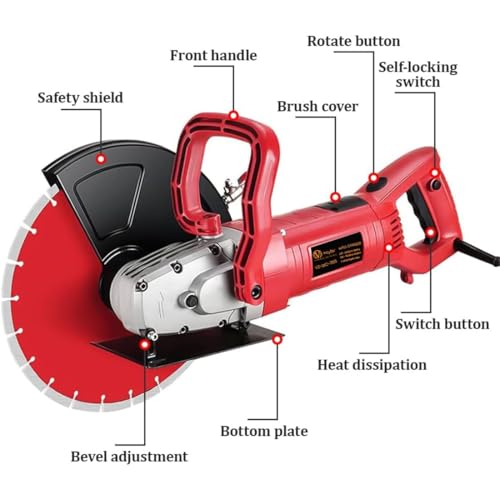 Image of VOLTZ VZ-355 Electric Wall Chaser 3000W Electric Groove Cutting Slotting Machine Wall Cutter, Tile Cutter Machine (RED)