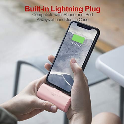 iWALK Mini Portable Charger 4500mAh Ultra-Compact Power Bank Small and Cute Battery Pack Compatible with iPhone 14/13/13 Pro/13 Pro Max /12/12 Pro/12 Pro Max/11 Pro/XR/X/8/PlusAirpods and More,Pink